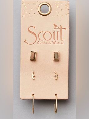 NWT Scout Curated Wears Gold-Tone three pair stud earrings